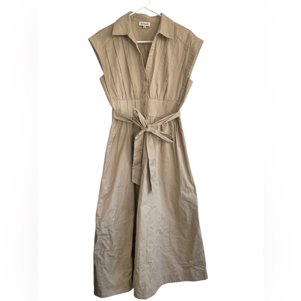 NWOT Du Paradis sleeveless midi dress Women's Size S khaki